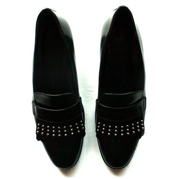 Alexander McQueen Black Leather Micro Studded Loafer / Size 39 / Black Fringe - Picture 3 of 13